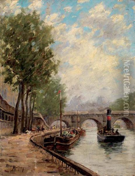 Bord De Quais De Seine Oil Painting - Henri Malfroy