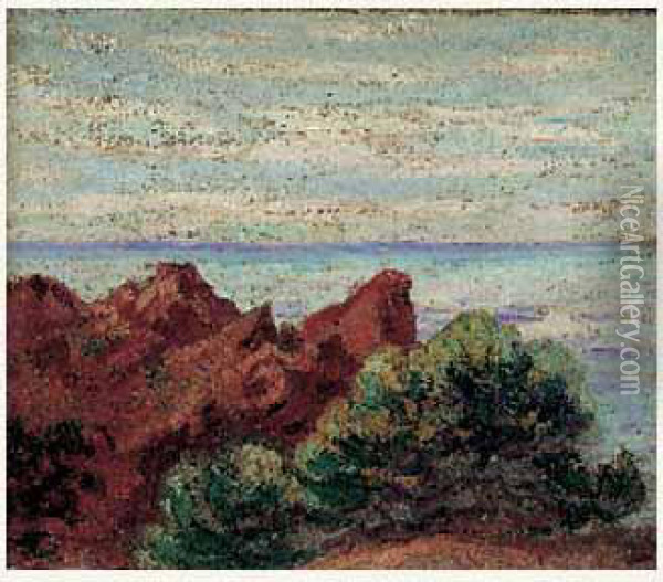 Agay, Roches Rouges Oil Painting - Armand Guillaumin