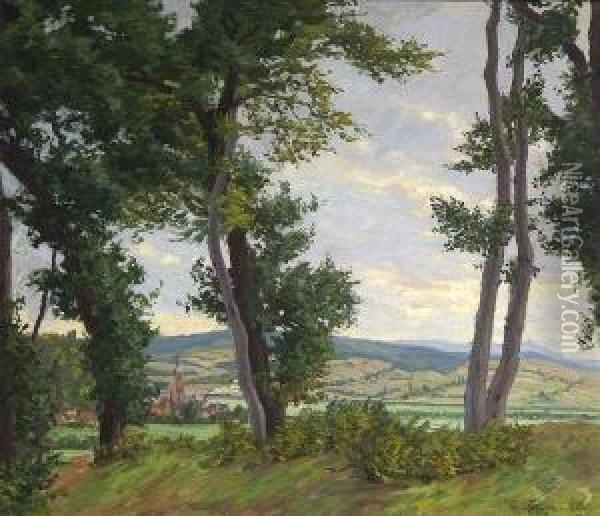 Hugelige Landschaft. Oil Painting - Carl Friedrich Felber