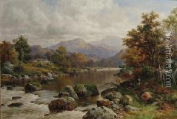 In The Lledr Valley, North Wales Oil Painting - William Henry Mander
