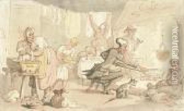 Dr. Syntax At A Country Inn Oil Painting - Thomas Rowlandson