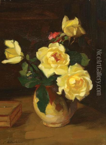 Yellow Roses Oil Painting - Constantin Artachino