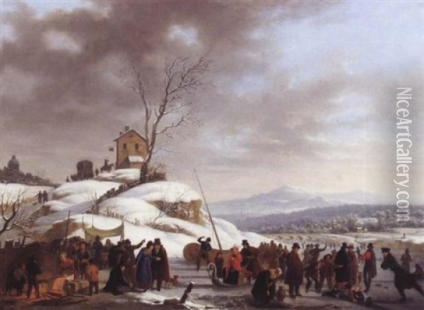 Les Plaisirs De L'hiver Oil Painting - Adolphe Eugene Gabriel Roehn