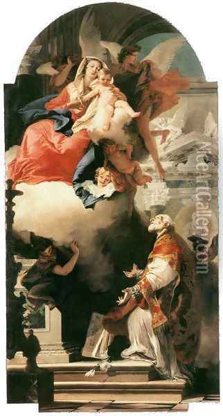 The Virgin Appearing to St Philip Neri Oil Painting - Giovanni Battista Tiepolo