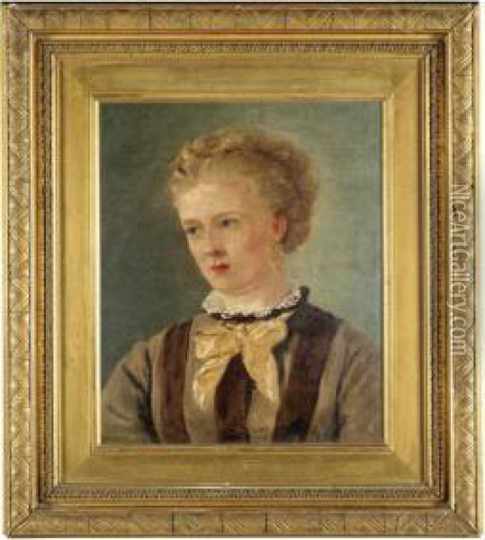Portrait Of Mary Brett Oil Painting - John Edward Brett