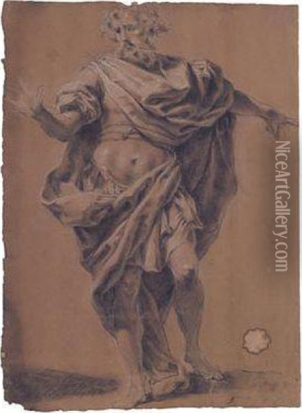 Studie Eines Stehenden Mannes Mit Drapiertem Umhang Oil Painting - Gaetano Gandolfi
