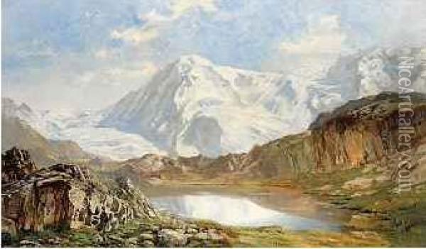 Le Lyskamm Et Le Lac Du Riffel Oil Painting - Jules Jequier