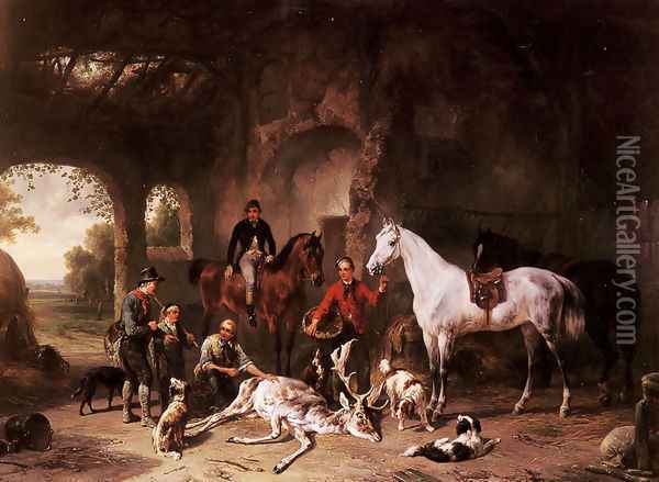 The Return from the Hunt Oil Painting - Wouterus Verschuur