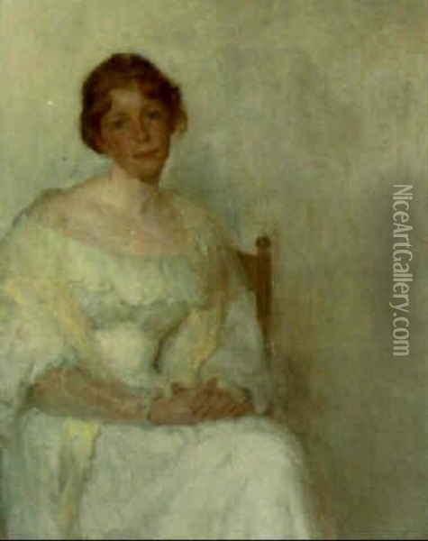 Lady In White Oil Painting - Wilton Robert Lockwood