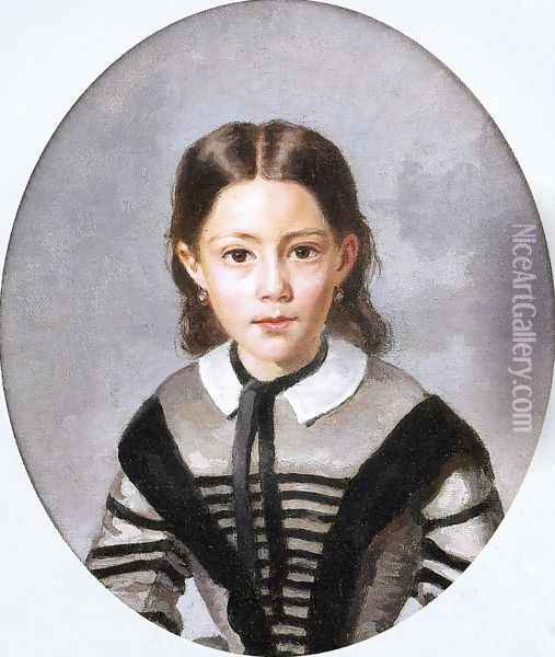 Louise-Laure Baudot at Nine Years Oil Painting - Jean-Baptiste-Camille Corot