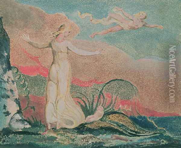 The Book of Thel; Plate 4 Thel in the Vale of Har, 1794 Oil Painting - William Blake