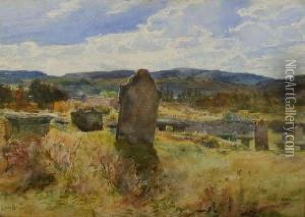 Landscape With Cemetery Oil Painting - John Blair