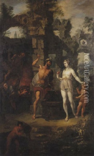 Venus Dans La Forge De Vulcain Oil Painting - Jan Jakob (Jean Jacques) Spoede