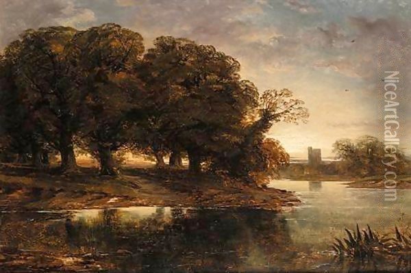 River Landscape Oil Painting - Thomas Creswick