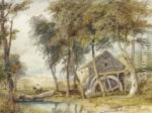 Riding Past The Watermill Oil Painting - David Cox