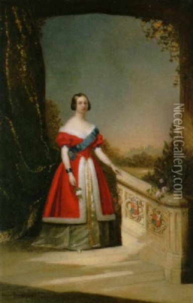 Portrat Der Jungen Queen Victoria Oil Painting - Solomon Alexander Hart