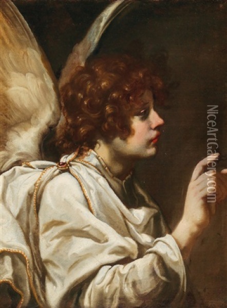 The Angel Of The Annunciation Oil Painting - Jacopo Vignali