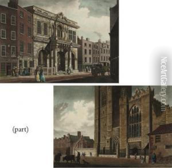 Views In The City Of Dublin (abbey 473-474) Oil Painting - James Malton