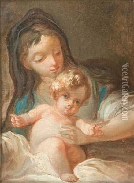 Vierge A L'enfant Oil Painting - Louis Joseph Le Lorrain