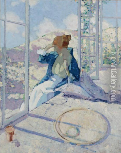 Woman By A Window Oil Painting - Richard Emile Miller