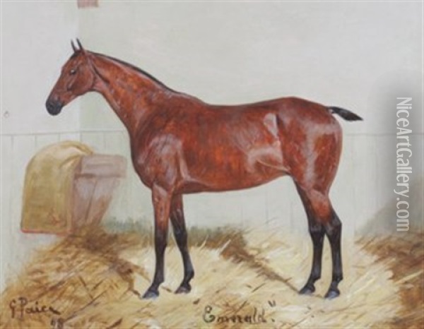 Chestnut Hunter Emerald Oil Painting - George Paice
