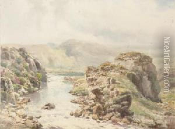 Thurso River, Caithness Oil Painting - Henry B. Wimbush