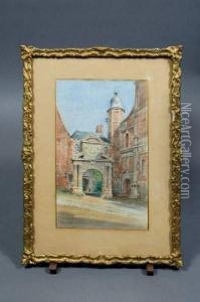 Porte Du College D'eu Oil Painting - Gustave Noel