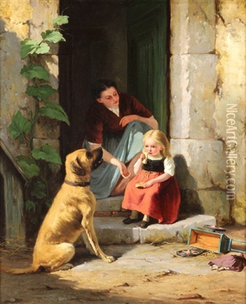 Can't You Talk? Oil Painting - Charles Burton Barber