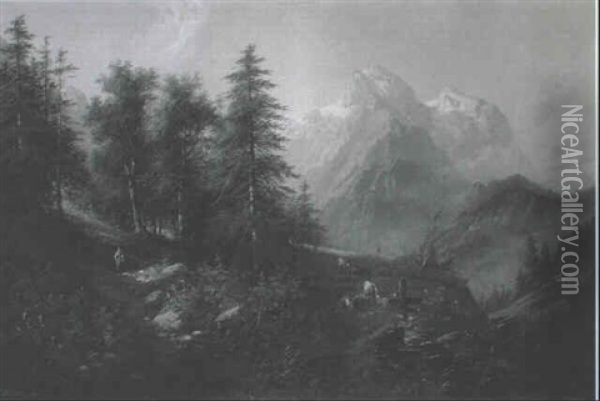 In Den Schweizer Alpen Oil Painting - Edouard Boehm