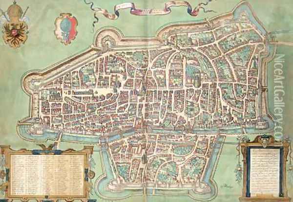 Map of Augsburg from Civitates Orbis Terrarum Oil Painting - Joris Hoefnagel