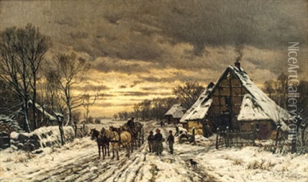 Winterlandschaft Oil Painting - Karl Wilhelm Christian Malchin