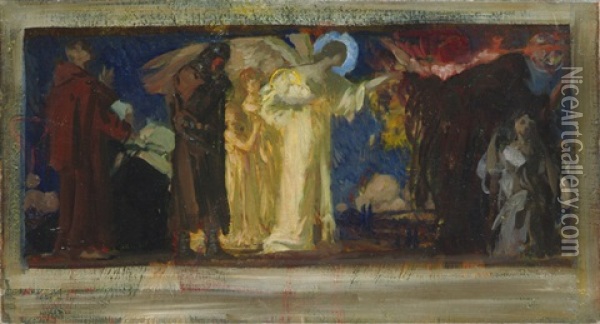 Olstudie Fur Eine Theaterstaffage Mit Heiligen Oil Painting - Carl von Marr