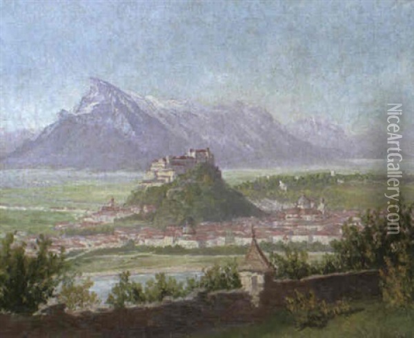 Blick Auf Salzburg Oil Painting - Hans Maurus
