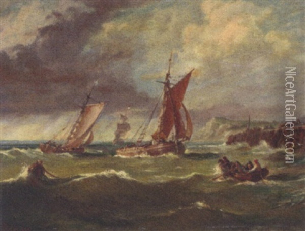 Congestion At The Harbour Mouth Oil Painting - Ary Pleyssier