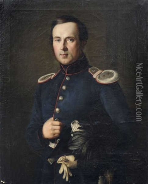 Portrait Des Gustav Wilhelm Pohland, Oberstabsarzt Der Festung Konigstein (sachsische Schweiz) Oil Painting - Theodor Thieme