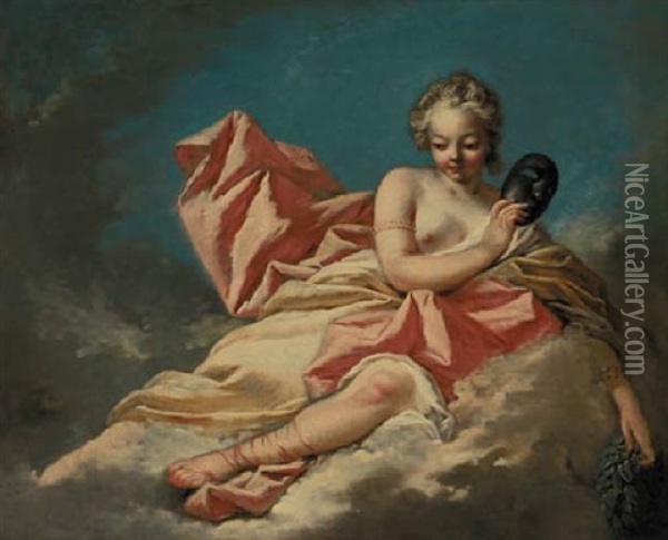 The Muse Melpomene Oil Painting - Nicolas-Rene Jollain the Younger