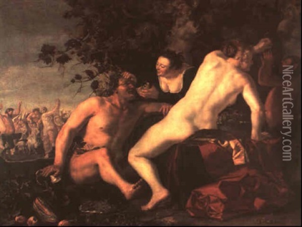 Bacchanal (bacchus Und Ceres) Oil Painting - Christian van Couwenbergh