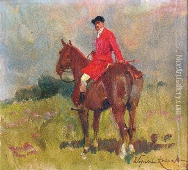 Cavalier En Rouge Oil Painting - Woiciech (Aldabert) Ritter von Kossak