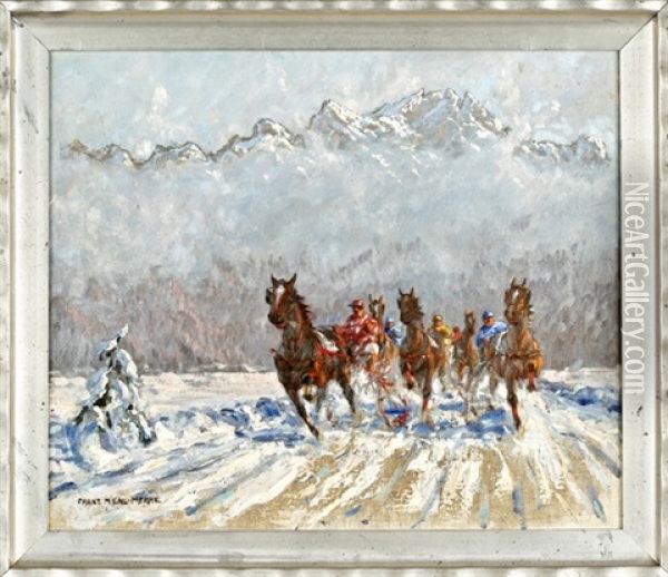 Trabrennen Auf Schnee Oil Painting - Franz Hienl-Merre