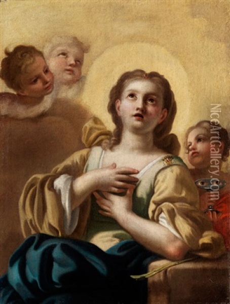 Bildnis Der Heiligen Lucia Oil Painting - Paolo de Majo