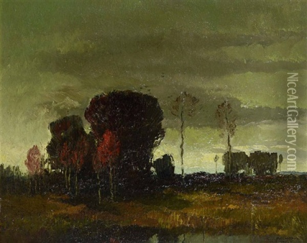 Abendliche Landschaft Mit Baumgruppe Oil Painting - Carl Oskar Arends