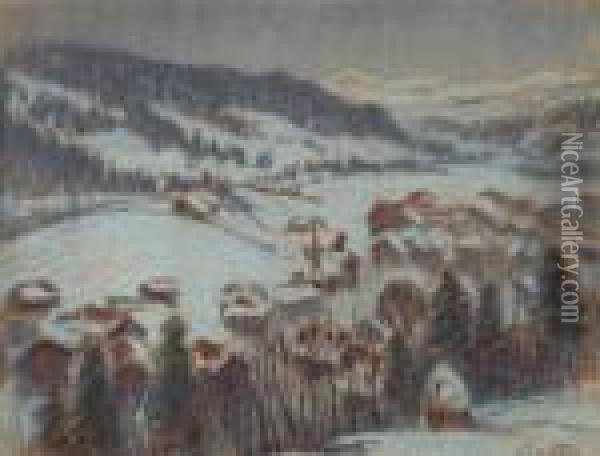 Winter Landscape, Possibly Gstaadt Oil Painting - William Samuel Horton