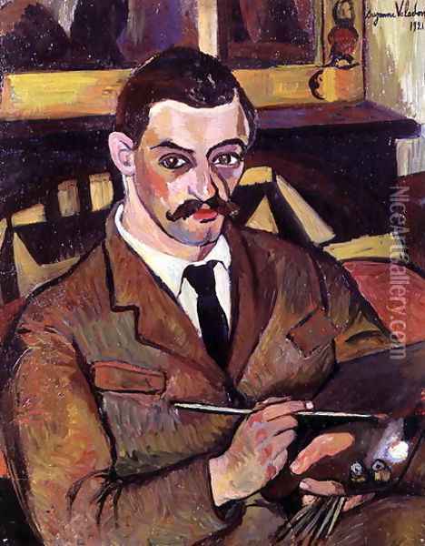 Portrait of Maurice Utrillo (1883-1955) 1921 Oil Painting - Suzanne Valadon