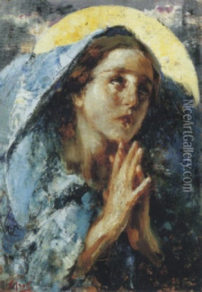 Madonnina Oil Painting - Vincenzo Irolli