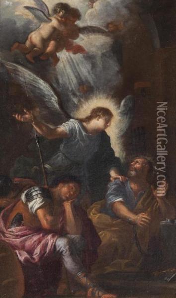 San Pietro Liberato Dal Carcere Oil Painting - Giovanni Ghisolfi