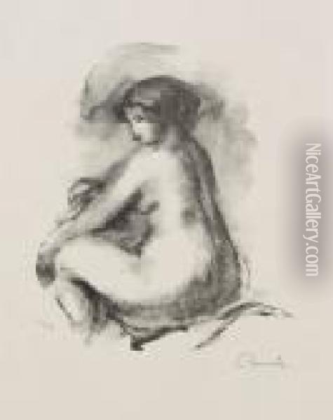 Etude De Femme Nue, Assise Oil Painting - Pierre Auguste Renoir