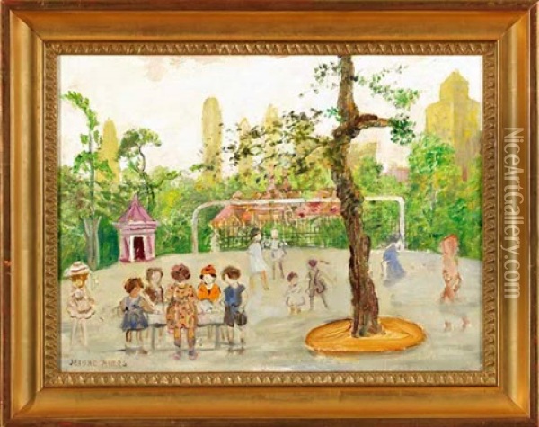 W. 68th Street Park Oil Painting - Jerome Myers