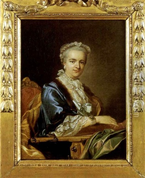 Portrait De Marie-victoire Brillon Du Perron, Epouse De Nicolas Vernier Oil Painting - Louis Michel van Loo