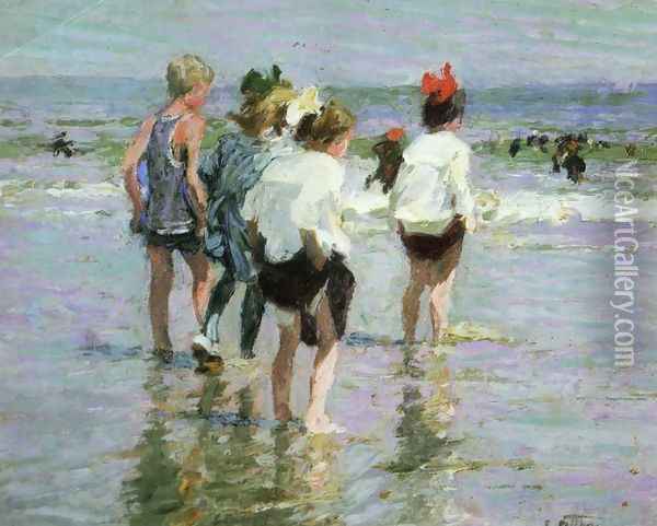 Summer Day, Brighton Beach Oil Painting - Edward Henry Potthast