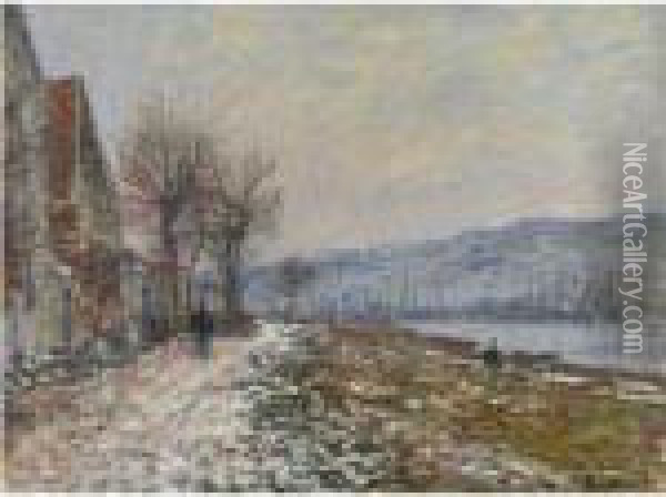 La Berge A Lavacourt, Neige Oil Painting - Claude Oscar Monet